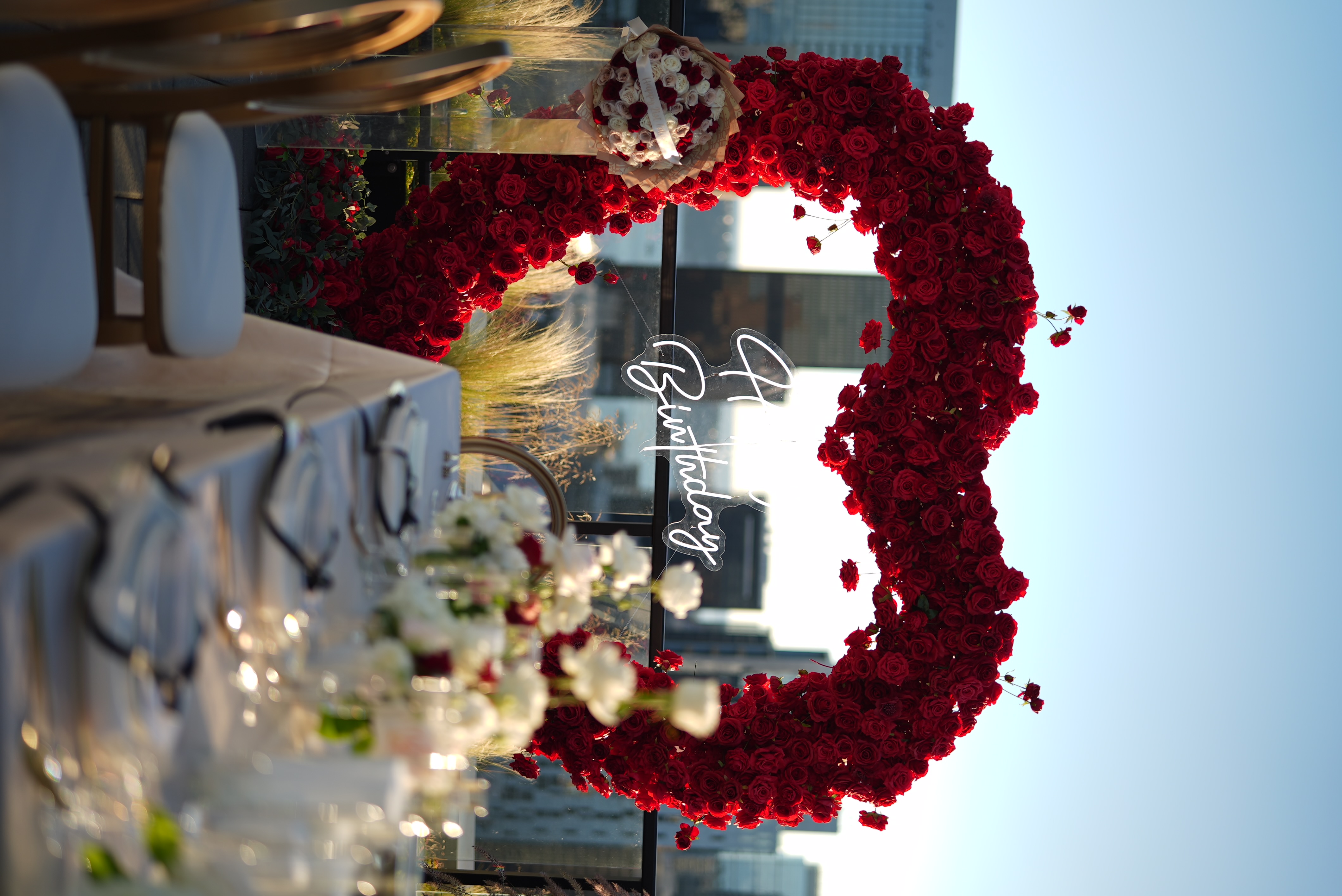 Rooftop rose heart celebration